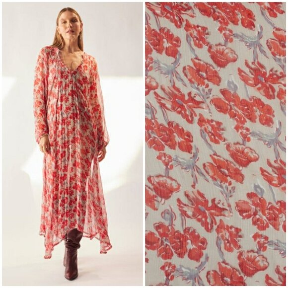 💕NATALIE MARTIN💕 Fiore Maxi Dress ~ Chiffon Watercolor Dove Medium M NWT - Picture 2 of 16